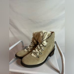 Sam Edelman | Tan and White Faux Fur Booties | Size 8 1/2